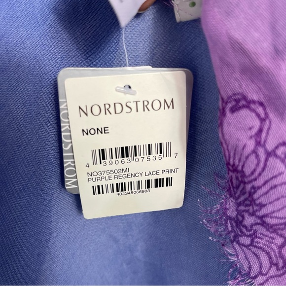 NWT NORDSTROM PURPLE REGENCY LACE PRINT SILK BLEND SCARF WRAP BEACH COVERUP O/S - Picture 6 of 12